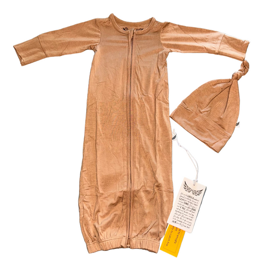 Coca Mocha Newborn Gown & Knot Hat Set