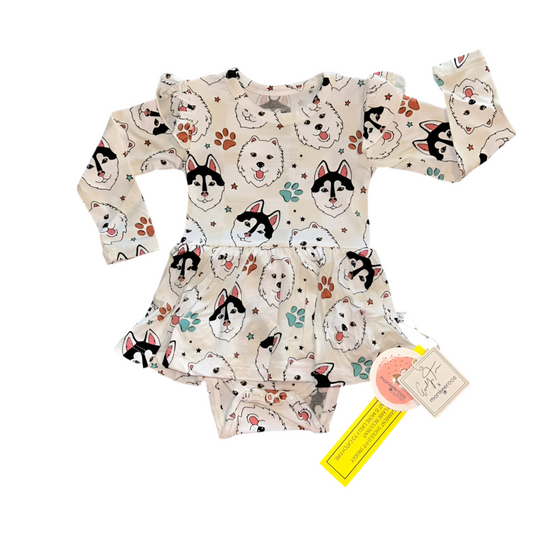 Mav + Goose Long Sleeve Bodysuit Twirl Dress