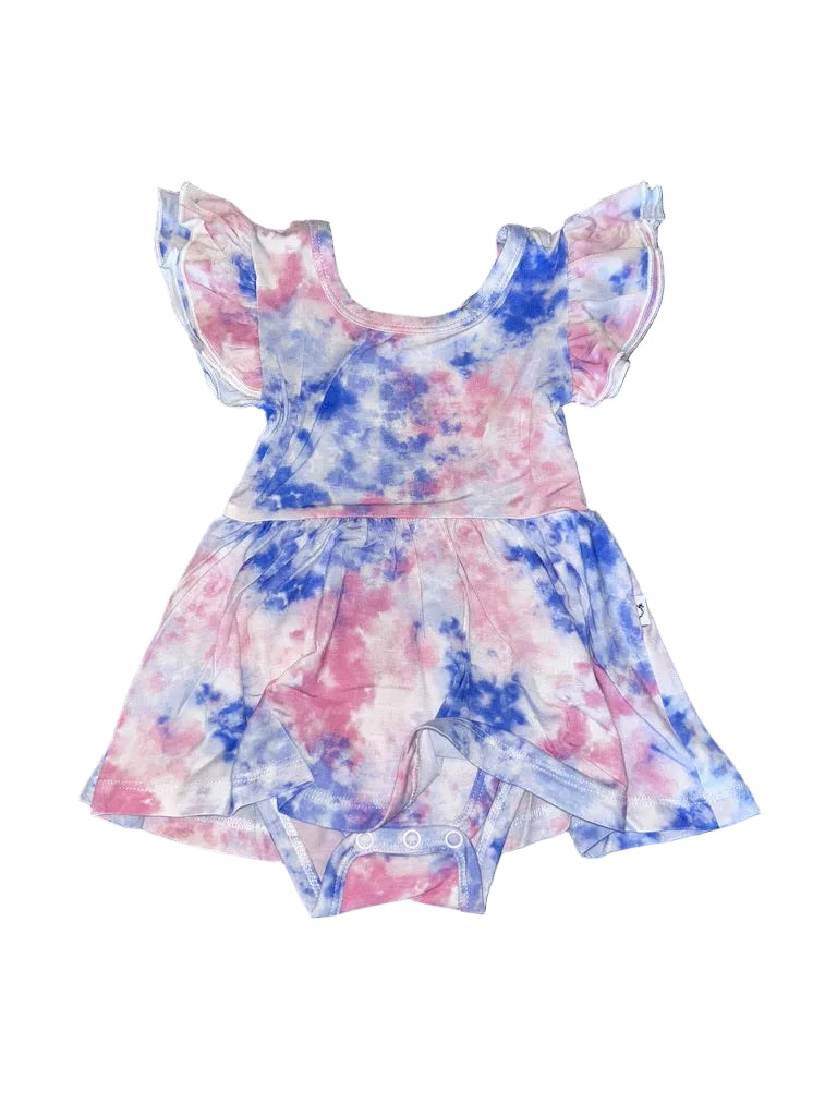 Cotton Candy Tie Dye Bodysuit Twirl Dress