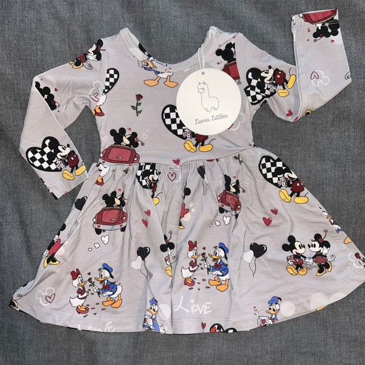 Valentine Friends Long Sleeve Twirl Dress