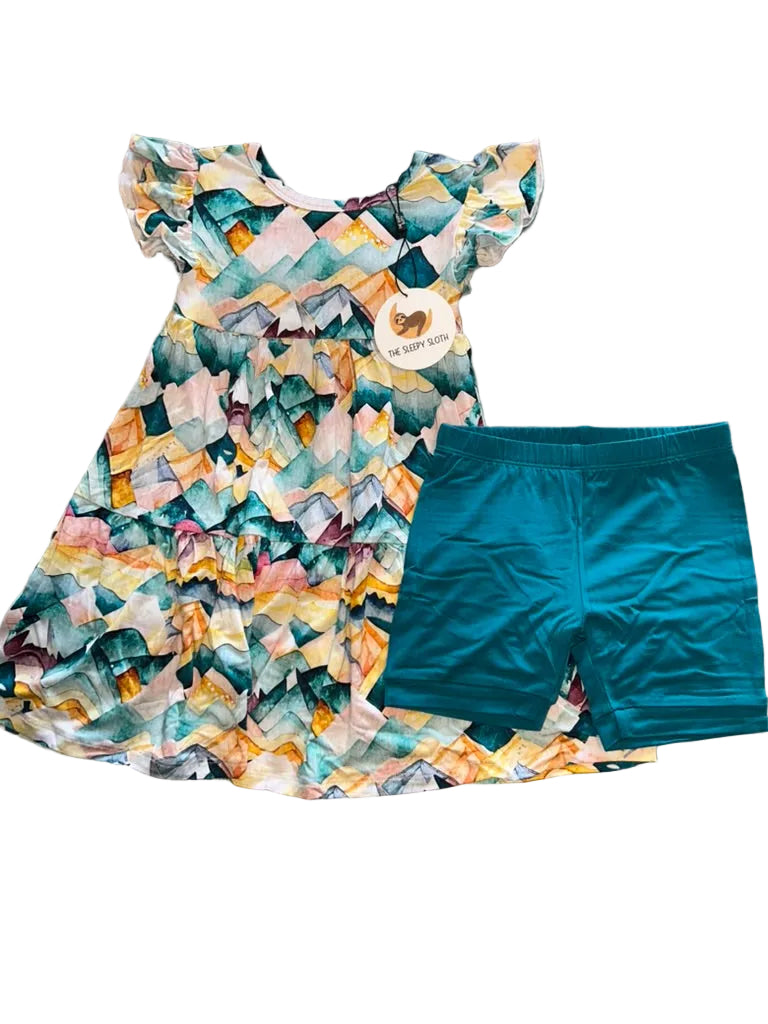 Spring Mountains Short Sleeve Twirl Dress