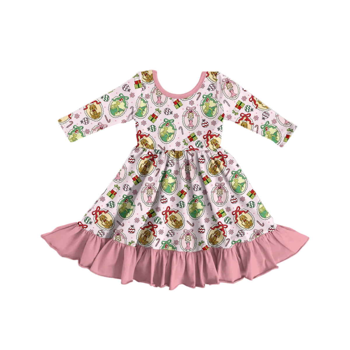 Lou Who Long Sleeve Ruffle Twirl Dress