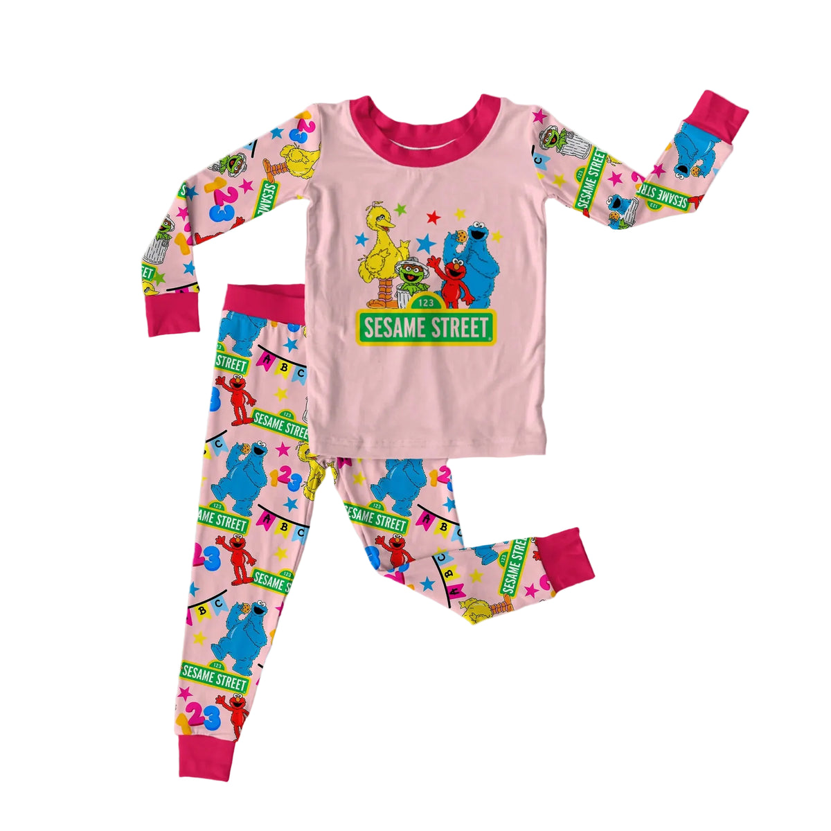 ABC Party Pink Graphic Long Sleeve Set