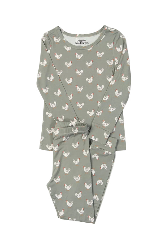 Sage Chickens Long Sleeve Set