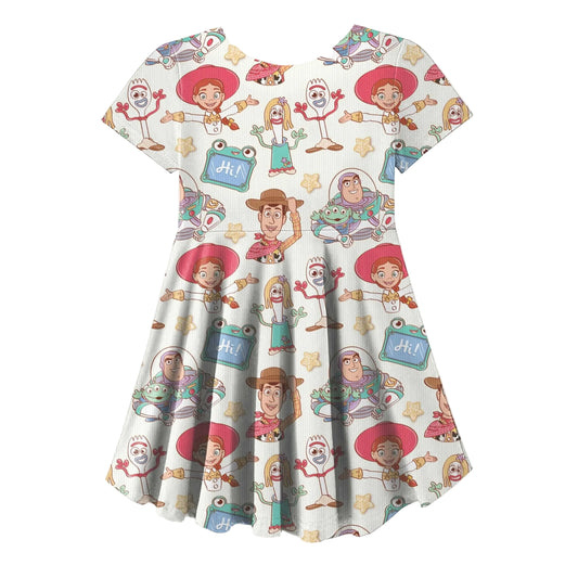 You've Got A Friend In Me Ribbed Short Sleeve Twirl Dress