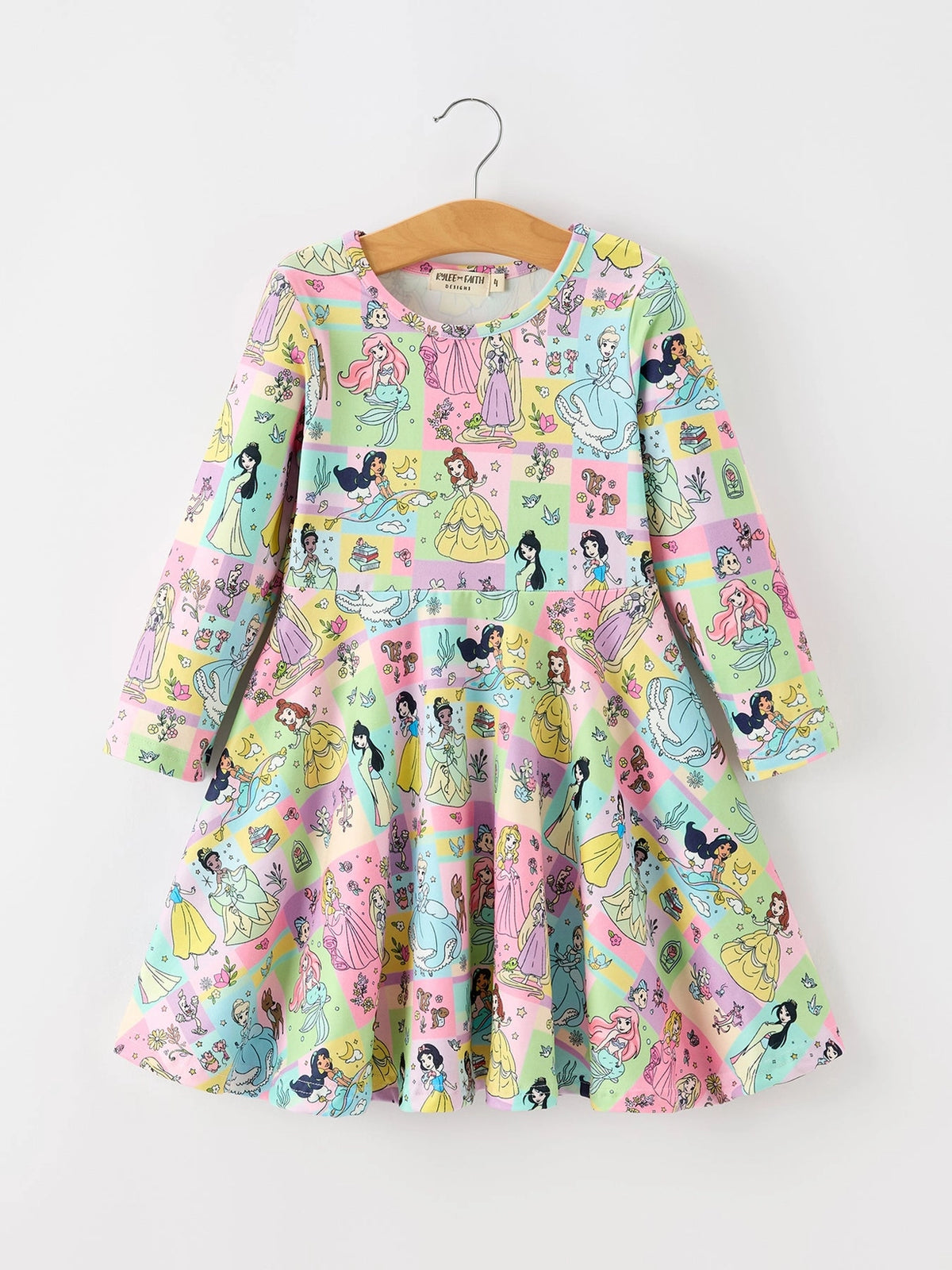 Once Upon a Pastel Long Sleeve Polyester Twirl Dress