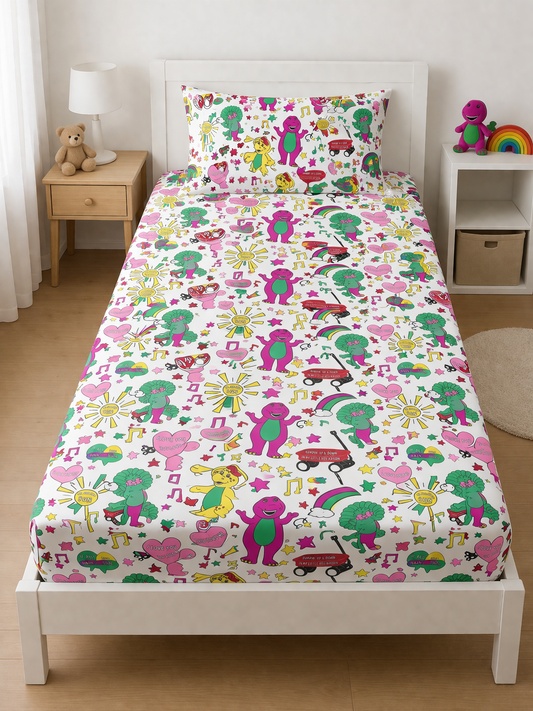 Purple Dinosaur Fitted Sheet