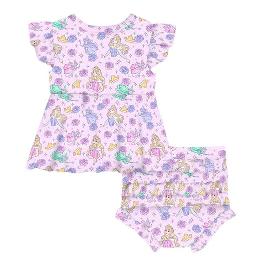 Aurora Flutter Sleeve Peplum Set with Ruffle Bummies