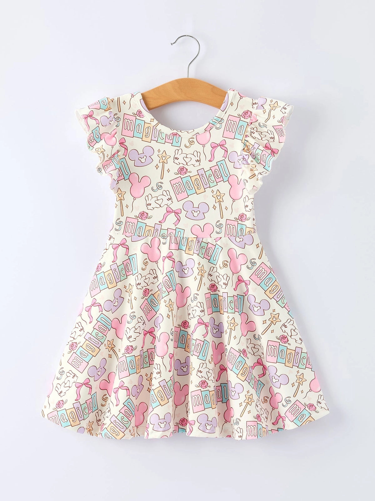 Pastel Park Magic Short Sleeve Polyester Twirl Dress