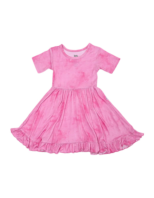 Pink Daydream Short Sleeve Twirl Dress