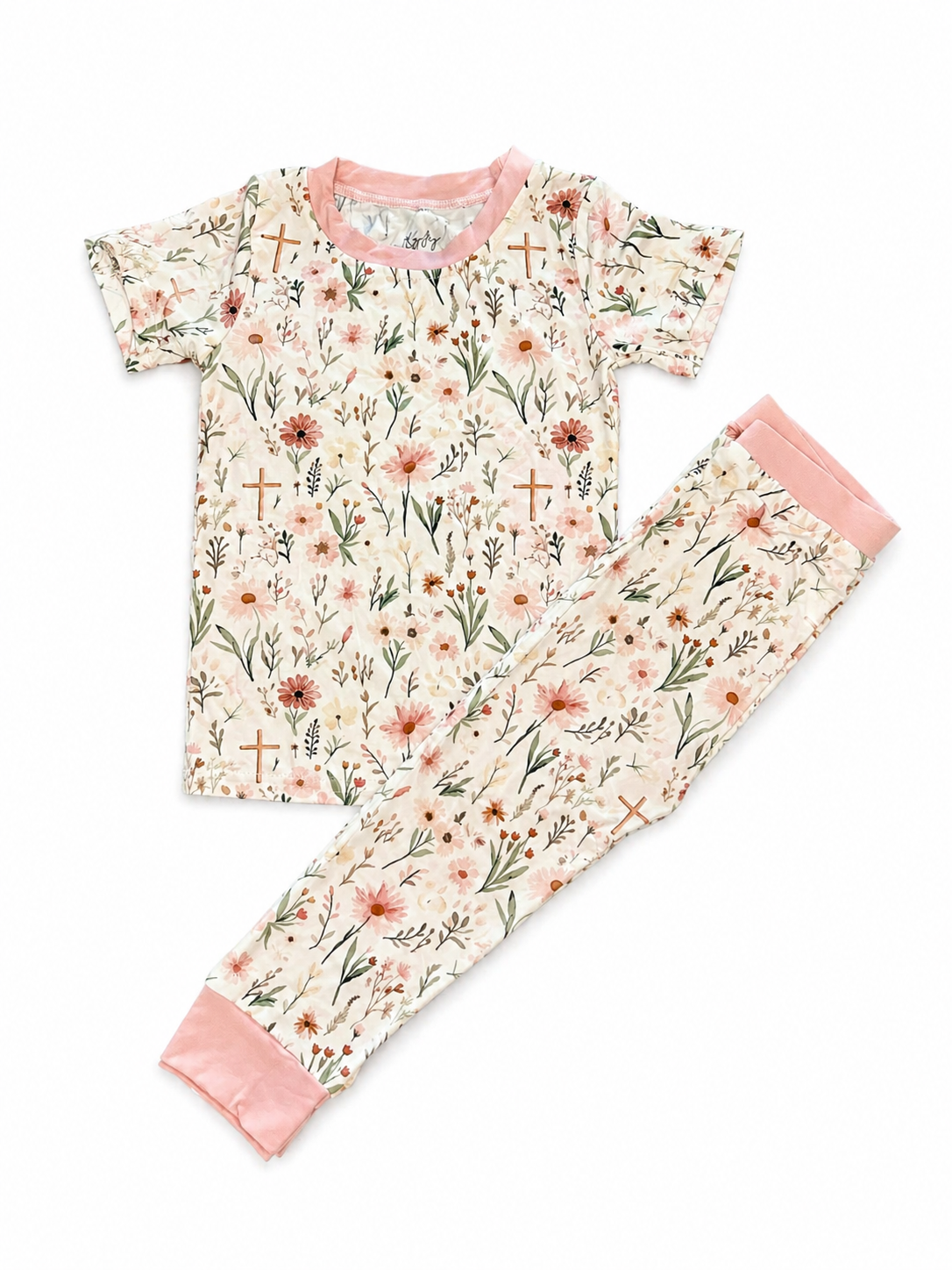 Floral Crosses Short Sleeve Set