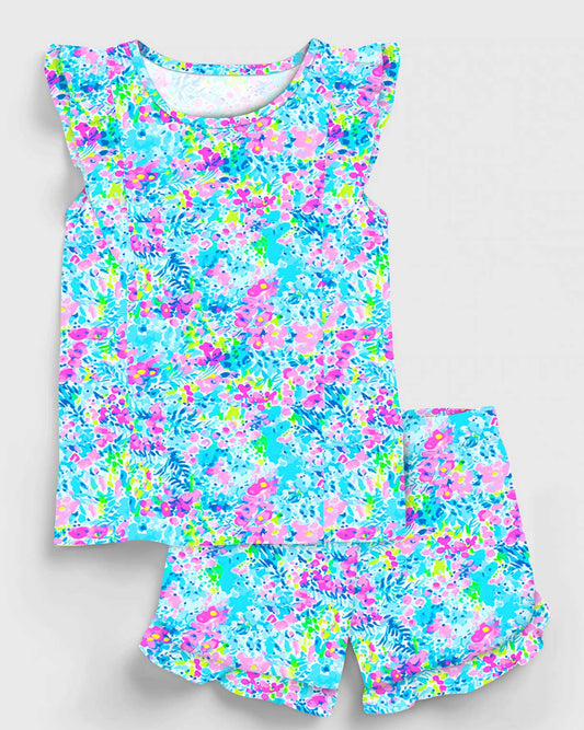 Beachy Blues Flutter Sleeve and Shorts Set