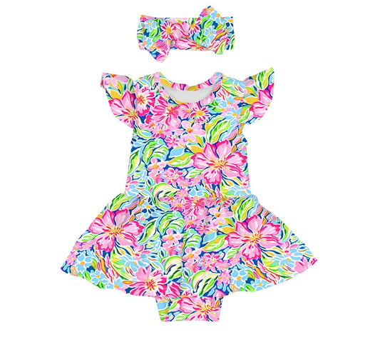 Botanical Bliss Bodysuit Twirl Dress