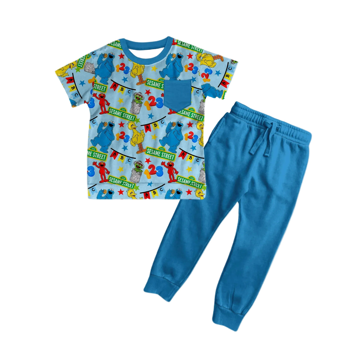 ABC Party Blue Pocket Tee and Pants Set