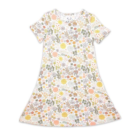 Fall Floral Short Sleeve Dress