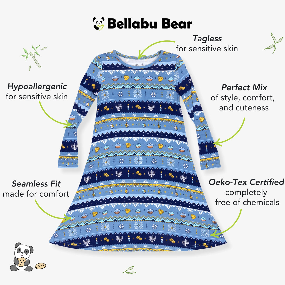 Hanukkah Fair Isle Long Sleeve Dress