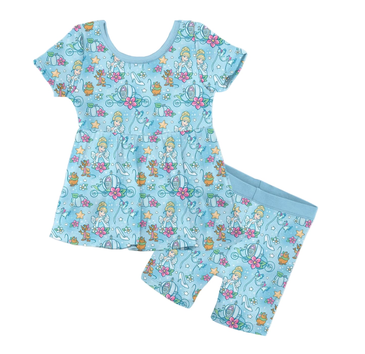 Royal Sparkle Short Sleeve Peplum Top and Shorts Set