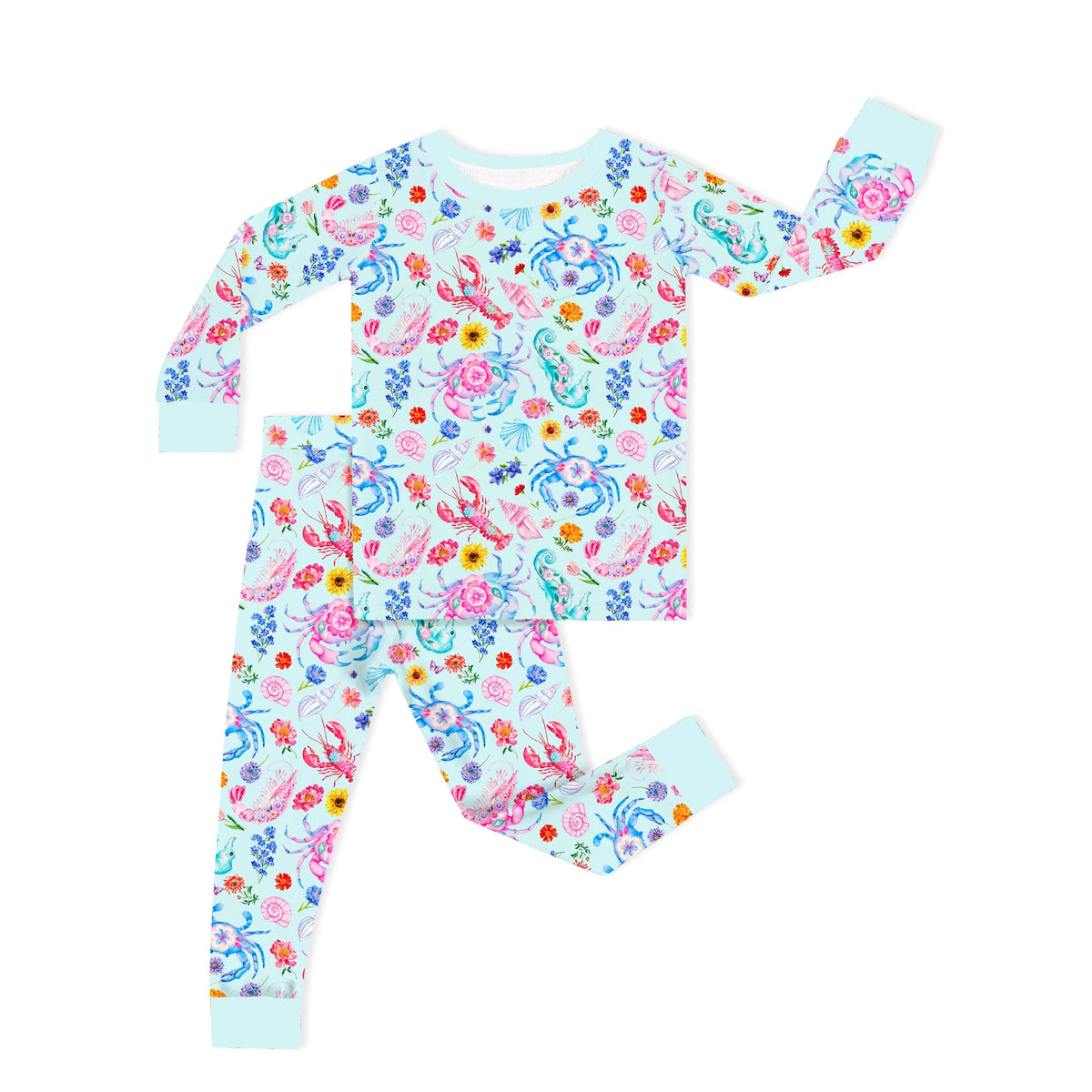Ocean Coastal Blooms Blue Long Sleeve Set