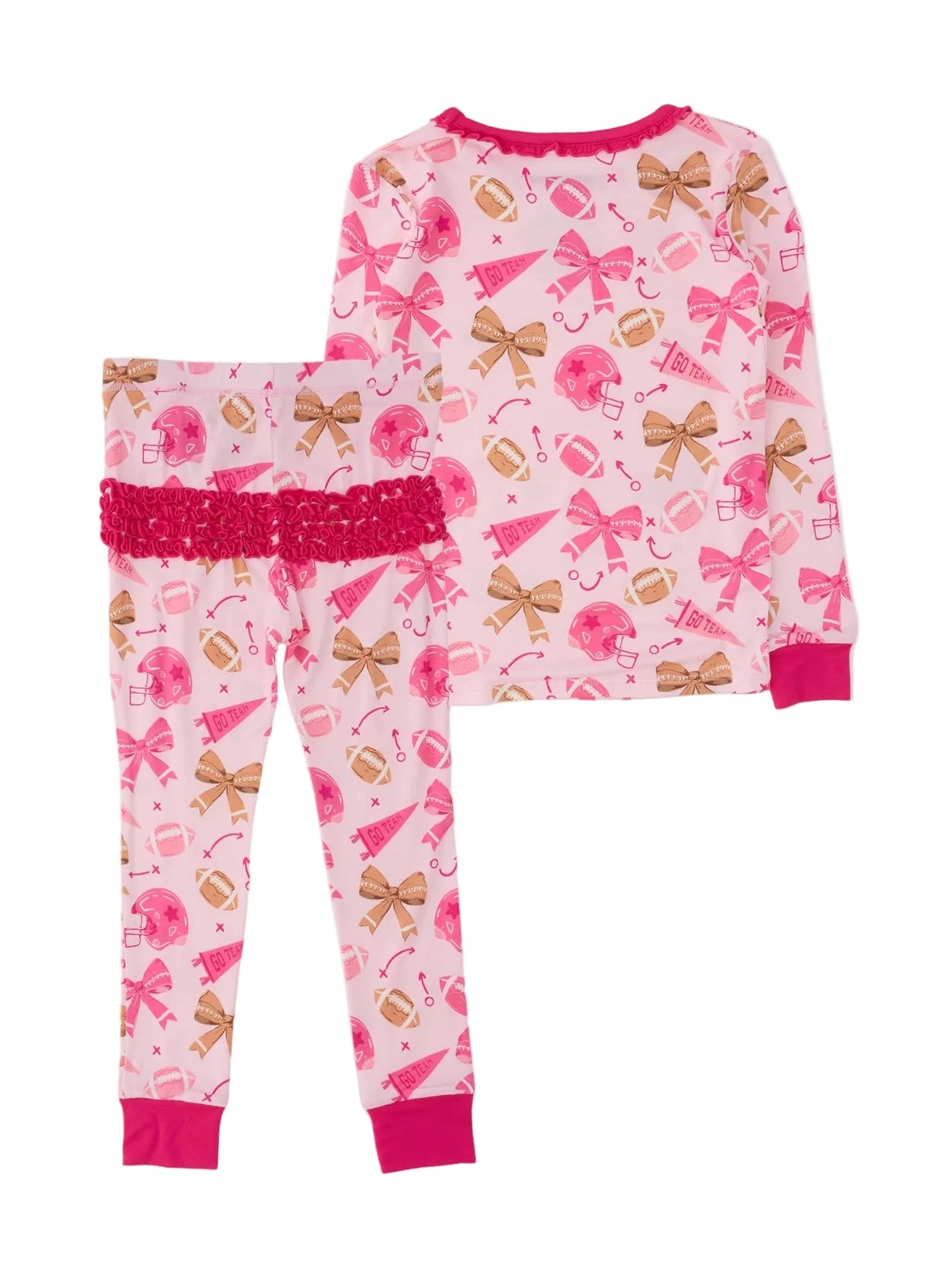 Footballs & Bows Ruffled Long Sleeve Set