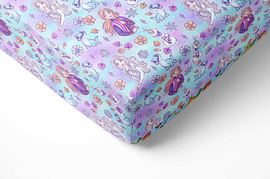 Frozen Flowers Crib Sheet