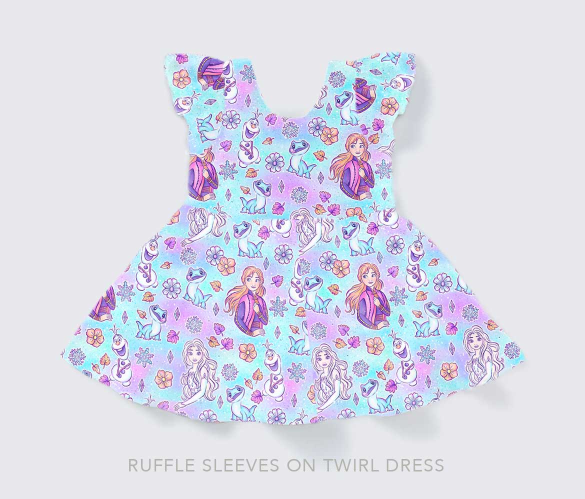 Frozen Flowers Short Sleeve Twirl Dress