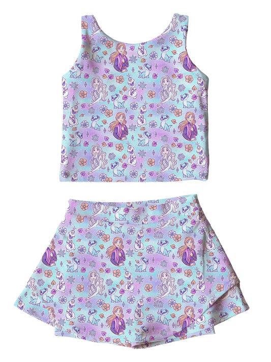 Frozen Flowers Athletic Skort Set