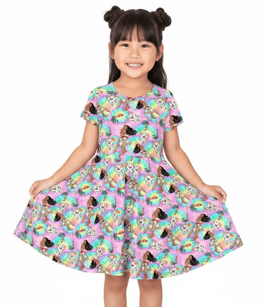 Island Friends Short Sleeve Twirl Dress