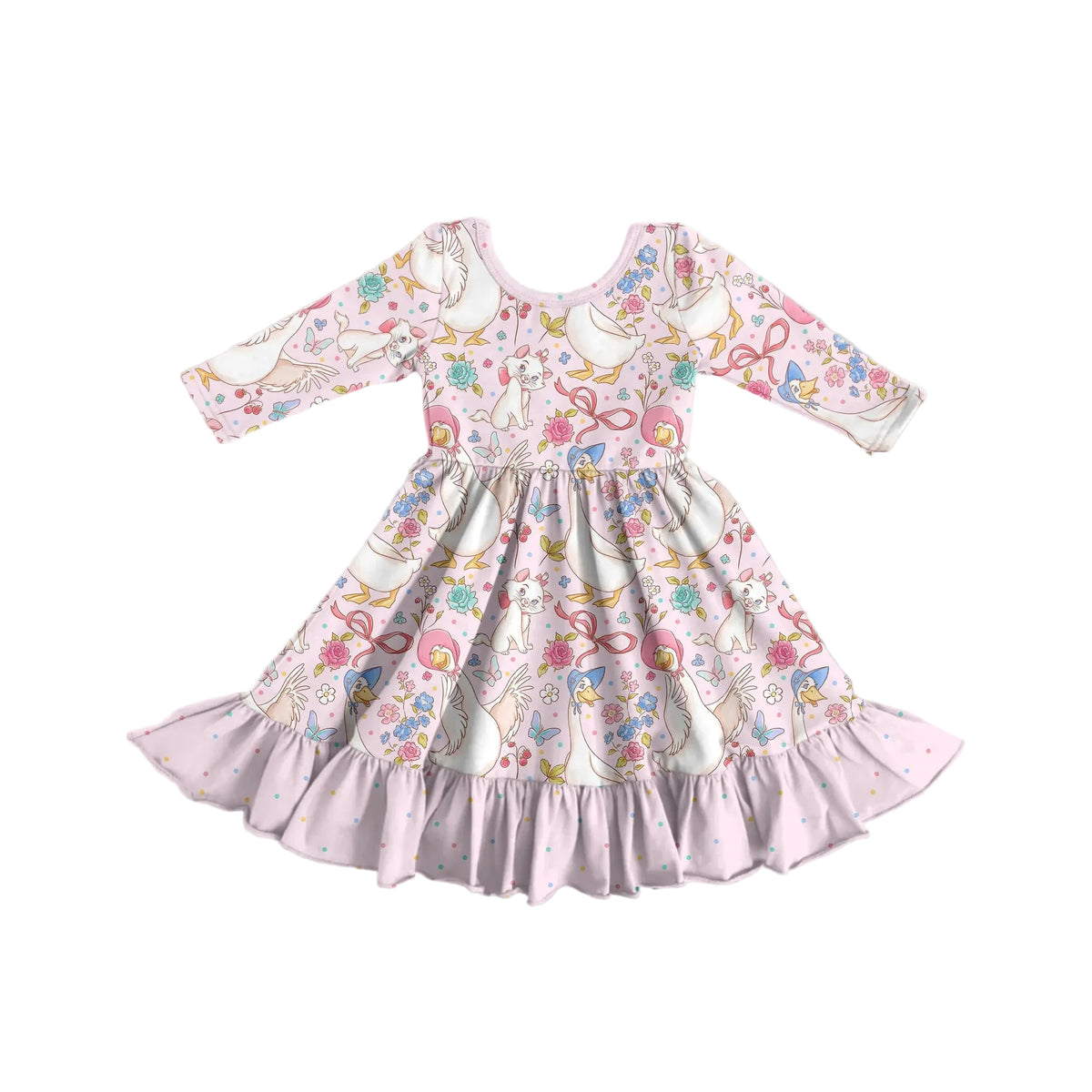 Marie Long Sleeve Ruffle Twirl Dress