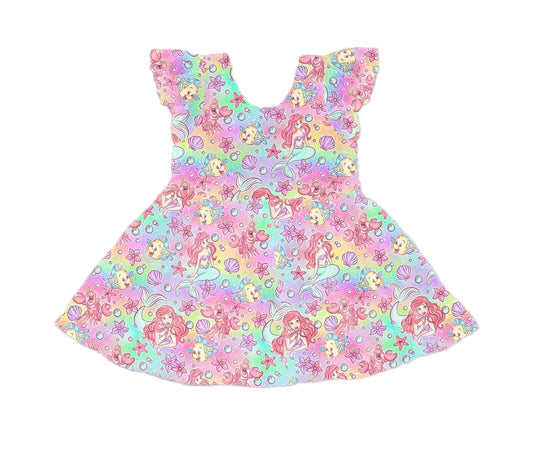 Sea Princess Splashes Short Sleeve Twirl Dress