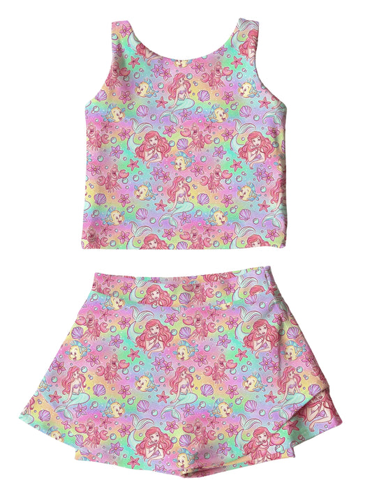 Sea Princess Splashes Athletic Skort Set