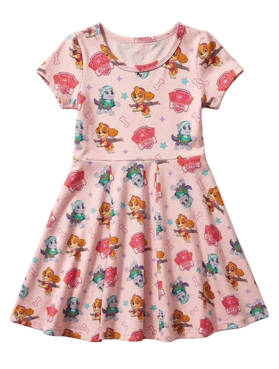 Flying Into Fun Short Sleeve Twirl Dress