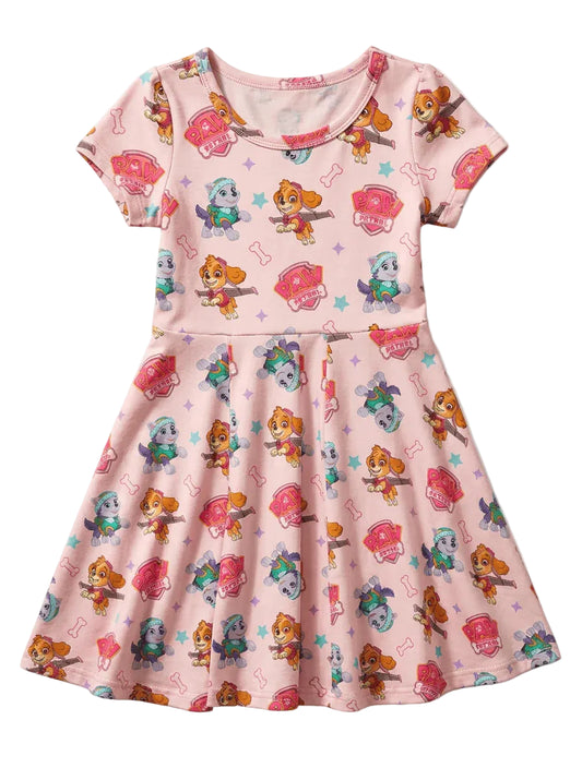 Flying Into Fun Short Sleeve Twirl Dress