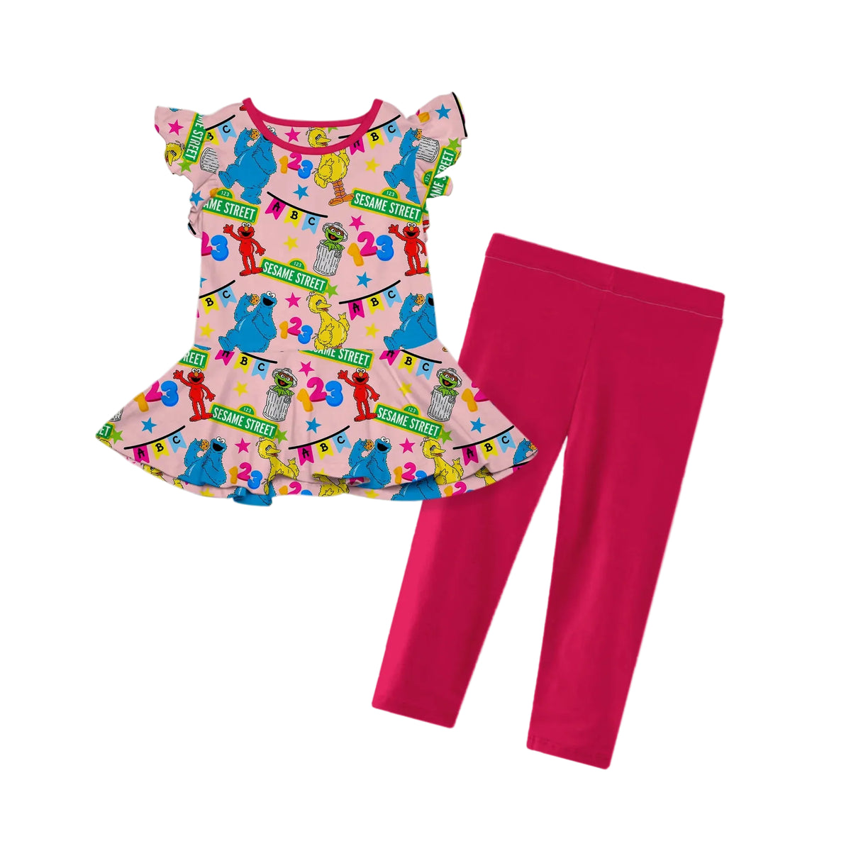 ABC Party Pink Flutter Sleeve and Leggings Set