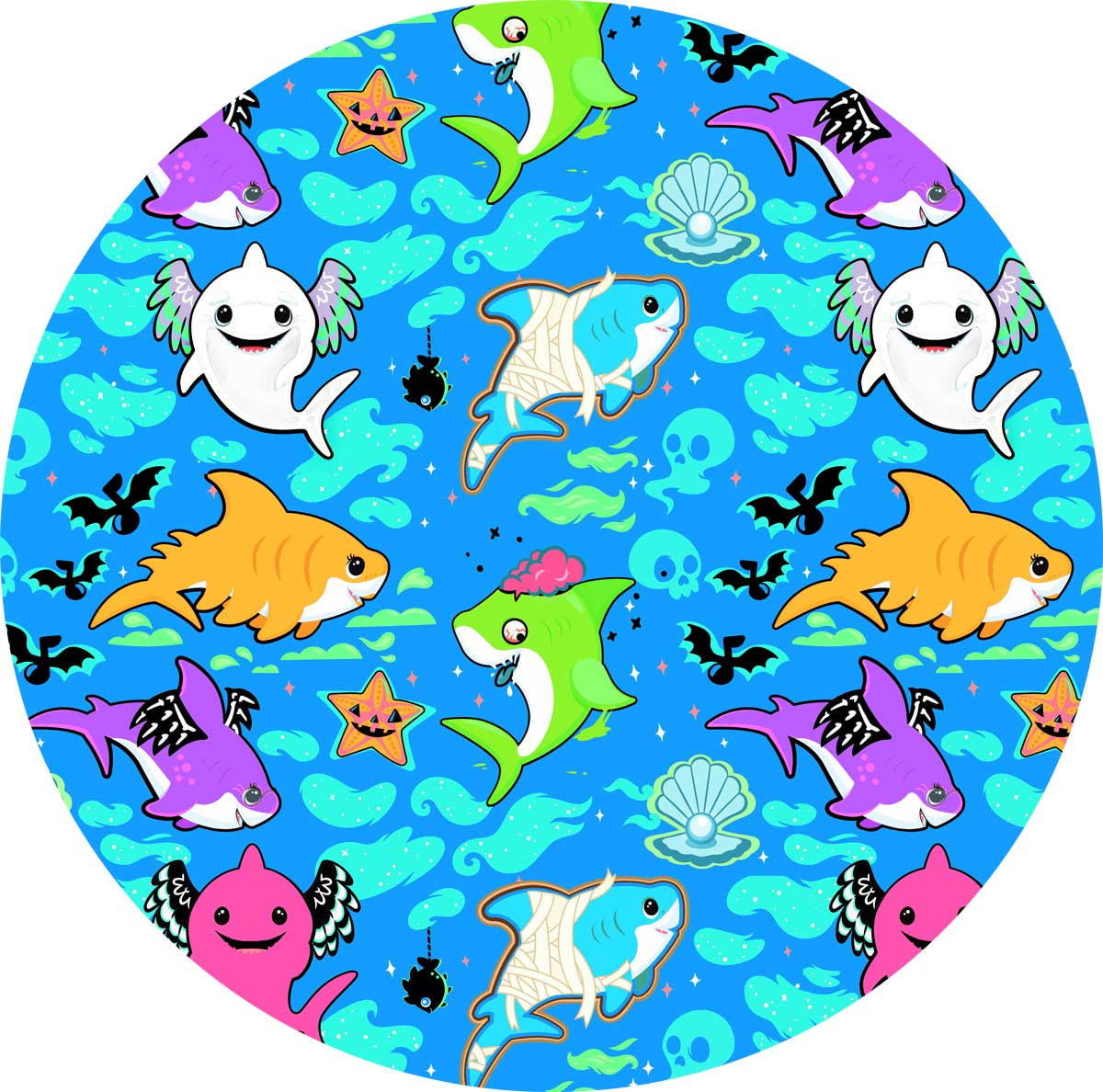 Spooky Sharks Short Sleeve Twirl Dress