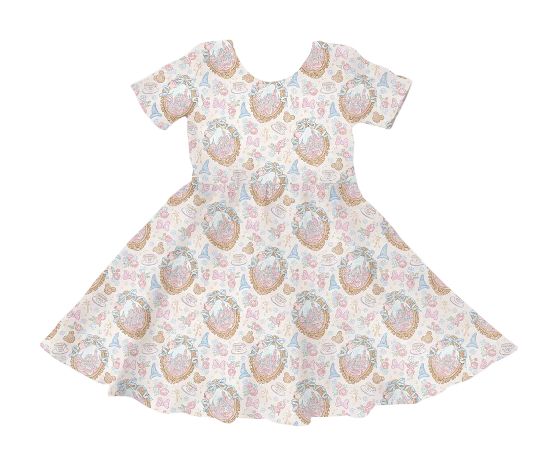 Teacups & Tiaras Short Sleeve Twirl Dress