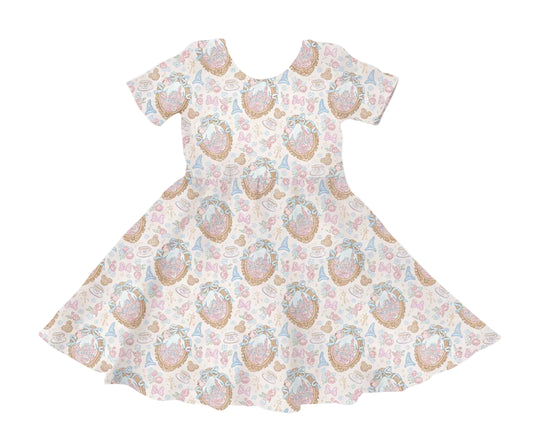 Teacups & Tiaras Short Sleeve Twirl Dress