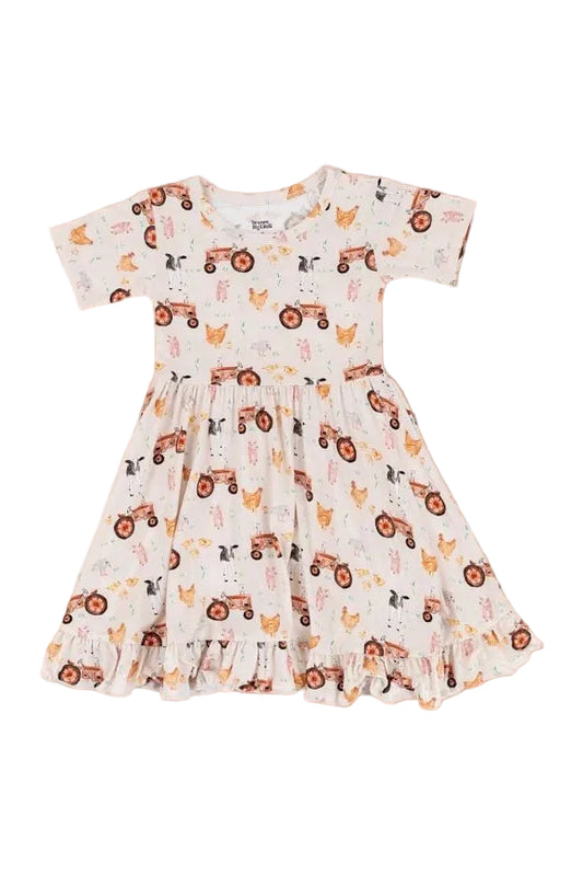 Farmyard Friends Short Sleeve Twirl Dress